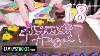 FamilyStrokes – Tiny 18 Years Old Babe Fucks Sales Agent Under Stepmom And Stepdad’s Guidance