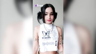 Check out this teasing minx in white undies, all laid out on a bed. Tits out, feeling frisky. More titillating views in stock